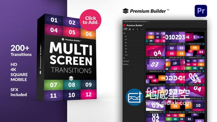 PR脚本-200种视频多屏幕灯光混合移动分屏过渡动态转场预设 Multiscreen Transitions for Premiere Pro