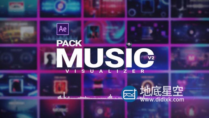 AE模板-16组现代时尚音乐波形音频频谱可视化节奏感动画 Music Visualizer Pack V2