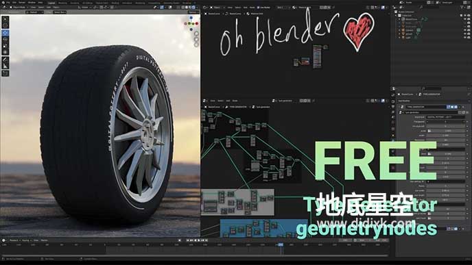 Blender预设-轮胎生成器资产预设 Tyre Generator