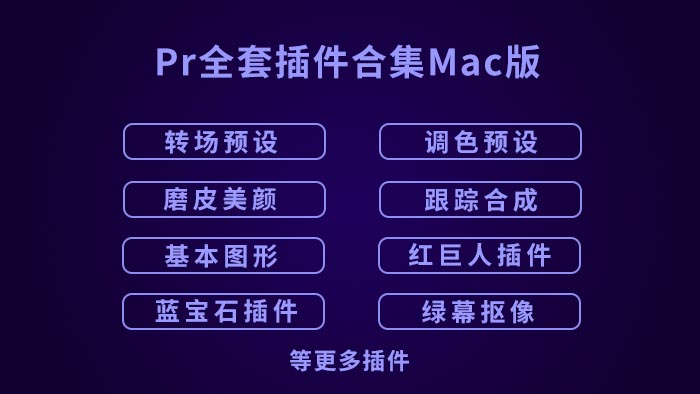 PR插件合集-Mac苹果版PR全套插件一键安装包合集包红巨人调色抠像光效降噪平面跟踪等插件