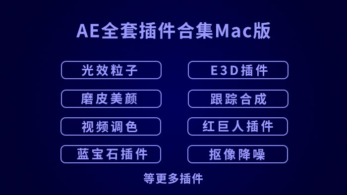 AE插件合集-Mac苹果版AE全套插件一键安装包合集包红巨人调色抠像光效粒子E3D等等插件