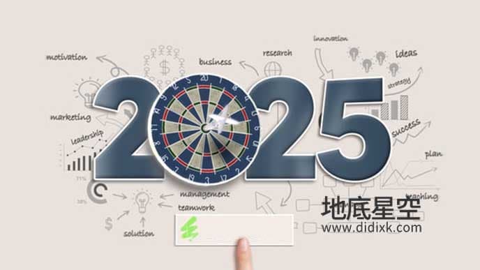 AE模板-2025圣诞节新年飞镖扎中飞镖盘开场片头动画