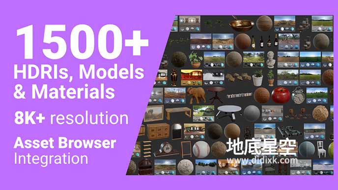 Blender材质模型HDRI预设库 Poly Haven Asset Browser v1.1.10