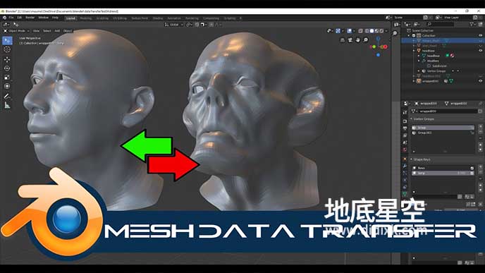 Blender插件-模型网格数据转移传送插件 Mesh Data Transfer V2.0.7