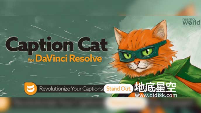 达芬奇插件-视频对白字幕动画 Caption Cat V1.0.000 for DaVinci Resolve