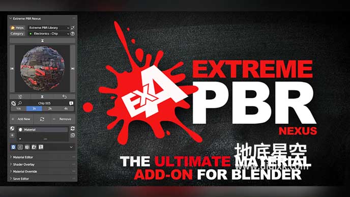 Blender材质预设包插件 Extreme PBR Nexus V4.1.131 + 2K资产预设包